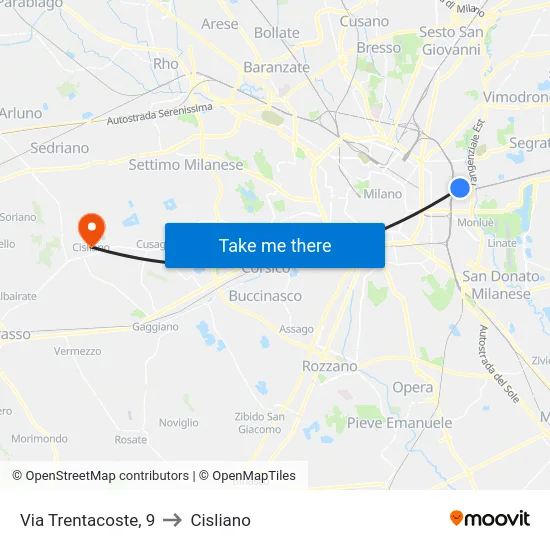 Trentacoste Street, 9 to Cisliano map