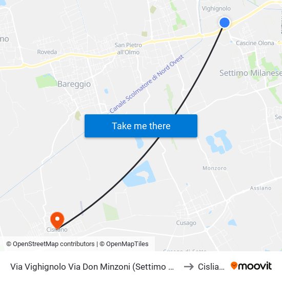 Via Vighignolo Via Don Minzoni (Settimo M.Se) to Cisliano map