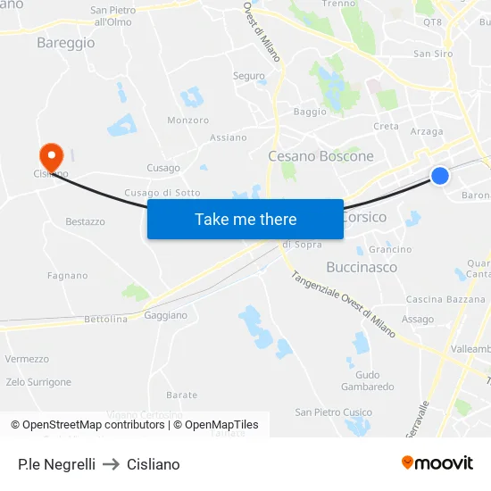 P.le Negrelli to Cisliano map