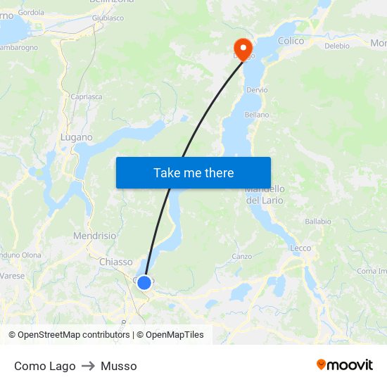 Como Lago to Musso map