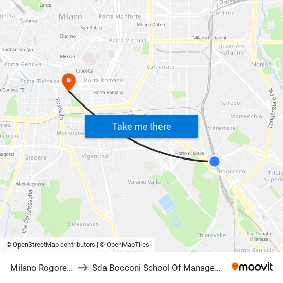 Milano Rogoredo to Sda Bocconi School Of Management map