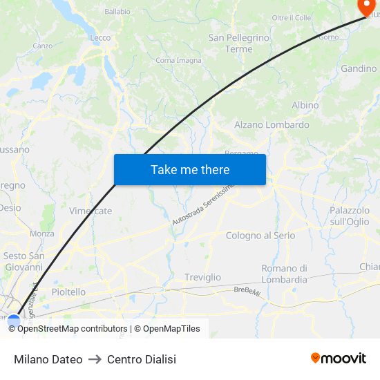 Milano Dateo to Centro Dialisi map