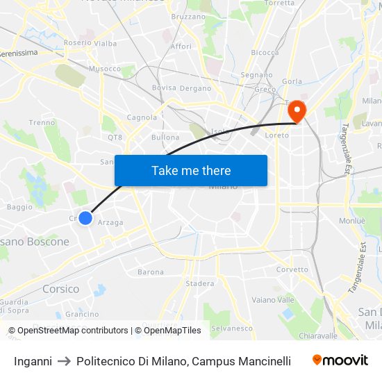 Inganni to Politecnico Di Milano, Campus Mancinelli map