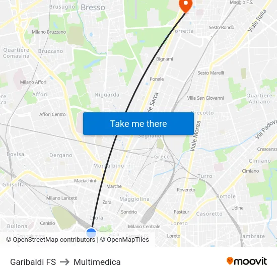 Garibaldi FS to Multimedica map