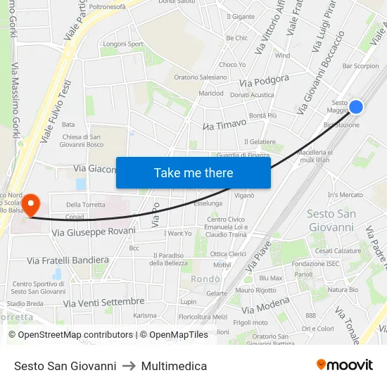 Sesto San Giovanni to Multimedica map