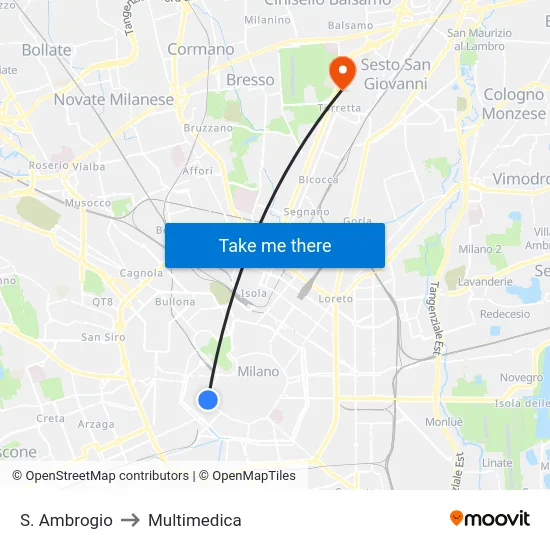 S. Ambrogio to Multimedica map