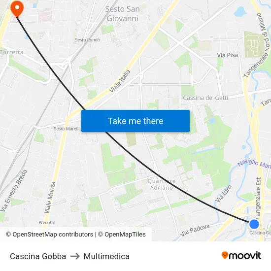 Cascina Gobba to Multimedica map