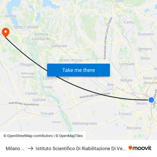 Milano Lambrate to Istituto Scientifico Di Riabilitazione Di Veruno - Fondazione Salvatore Maugeri map