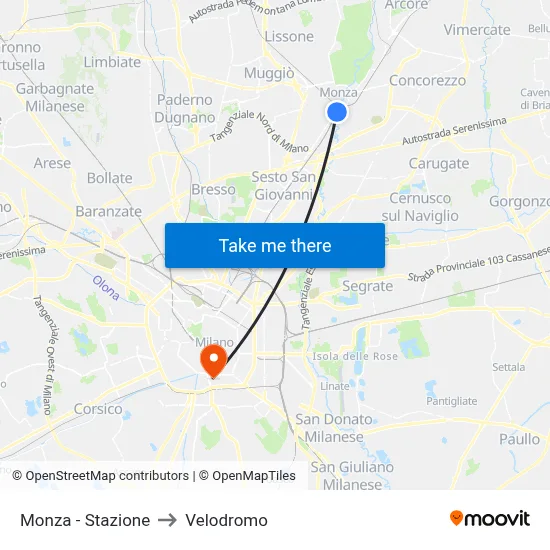 Monza - Station to Velodrome map