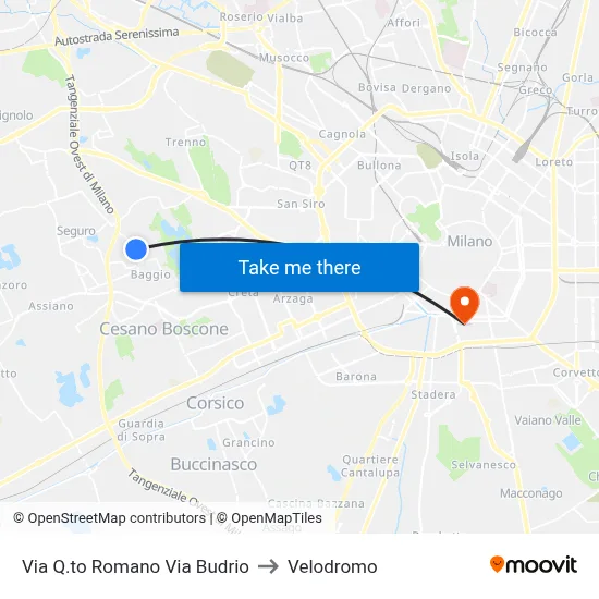 Romano Fifth St Budrio St to Velodrome map