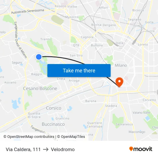 111 Caldera Street to Velodrome map