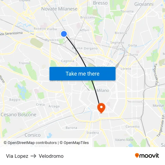 Lopez Street to Velodrome map