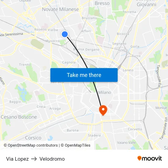 Lopez Street to Velodrome map