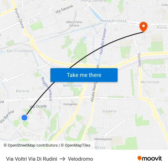 Via Voltri Via Di Rudini to Velodrome map