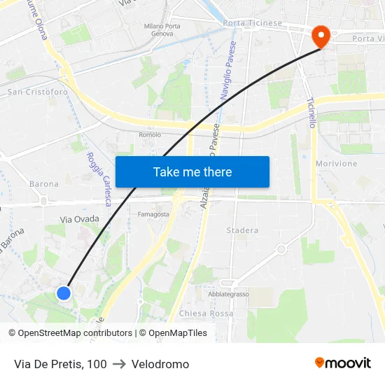 De Pretis Street, 100 to Velodrome map