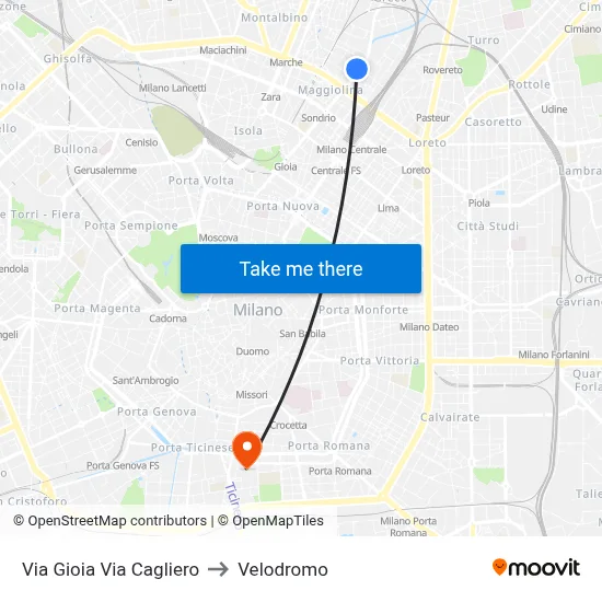 Gioia Street Cagliero Street to Velodrome map