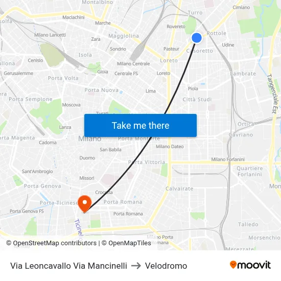 Leoncavallo Street Mancinelli Street to Velodrome map