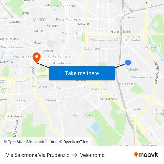 Salomone Street Prudenzio Street to Velodrome map