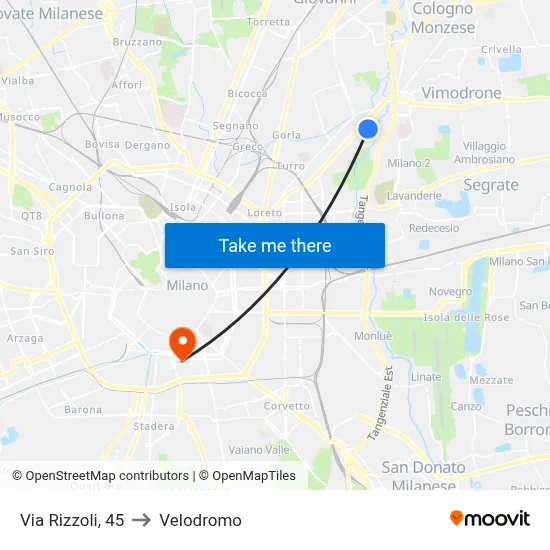45 Rizzoli Street to Velodrome map