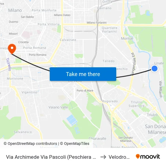 Via Archimede Pascoli Street (Peschiera B.) to Velodrome map