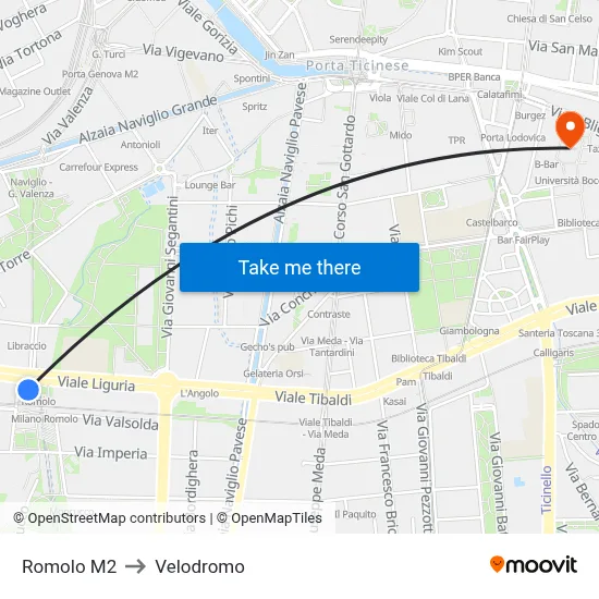 Romolo M2 to Velodrome map
