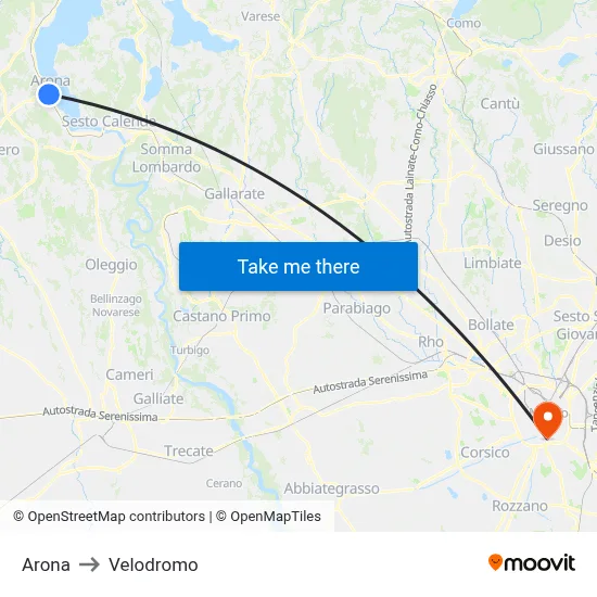 Arona to Velodrome map