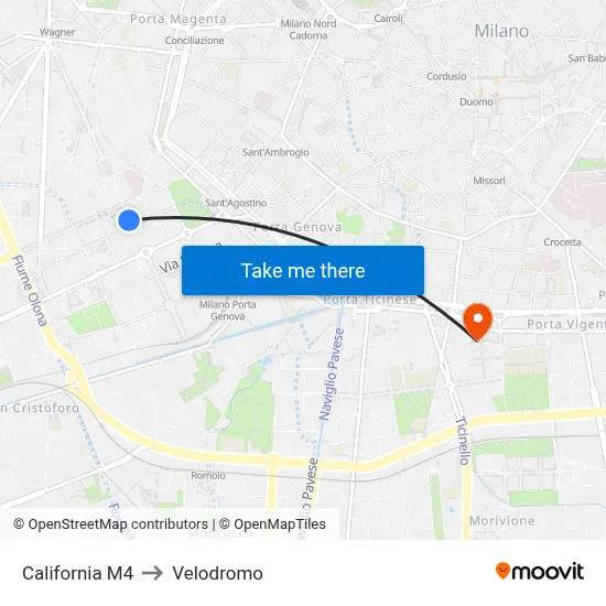 California M4 to Velodrome map