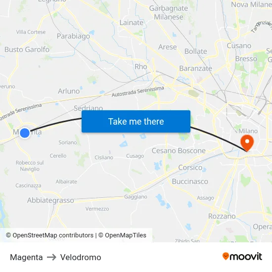 Magenta to Velodrome map