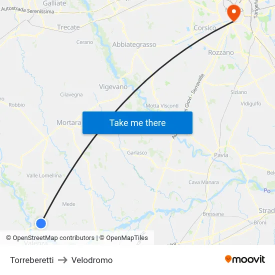 Torreberetti to Velodrome map