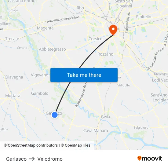 Garlasco to Velodrome map