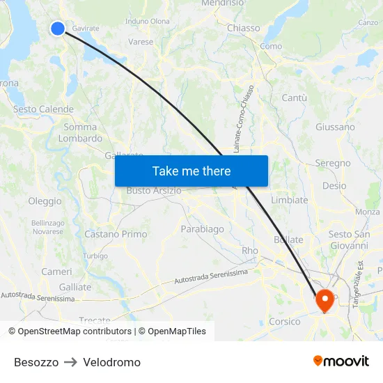Besozzo to Velodrome map