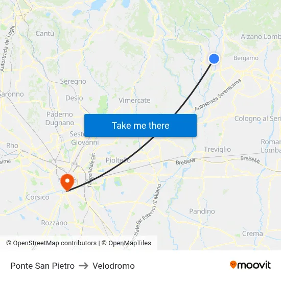 Saint Peter Bridge to Velodrome map