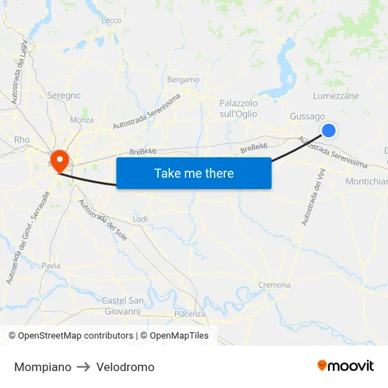 Mompiano to Velodrome map