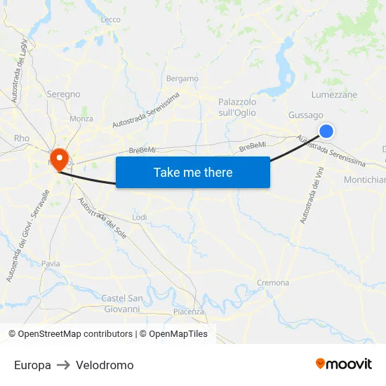 Europa to Velodrome map
