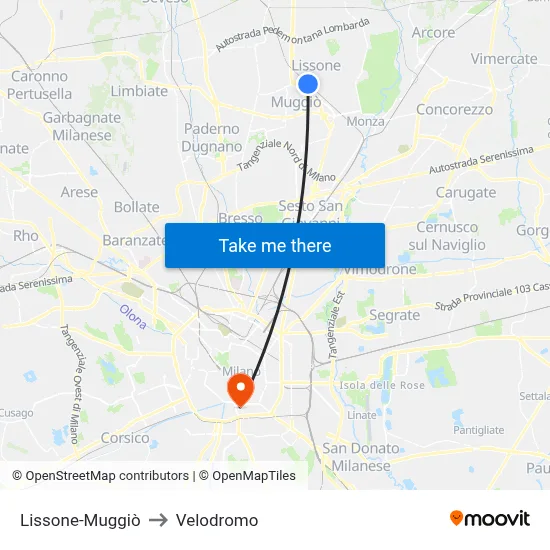 Lissone-Muggiò to Velodrome map