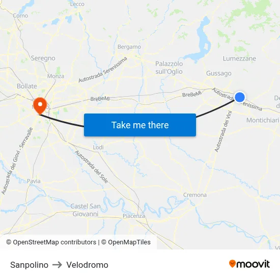 Sanpolino to Velodrome map