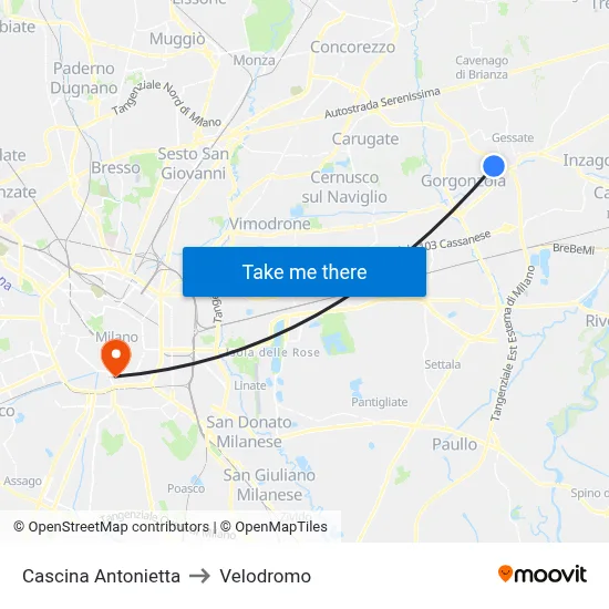 Antonietta Farm to Velodrome map