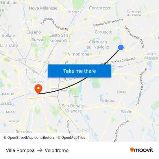Villa Pompea to Velodrome map