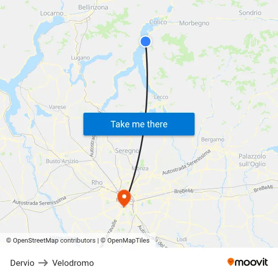 Dervio to Velodrome map