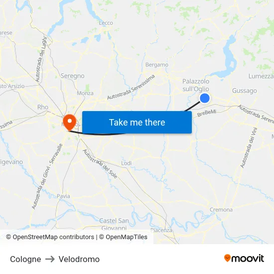 Cologne to Velodrome map