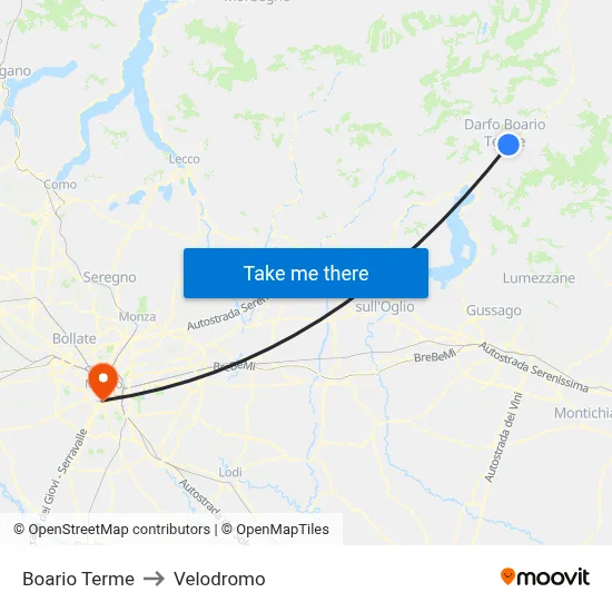 Boario Terme to Velodrome map