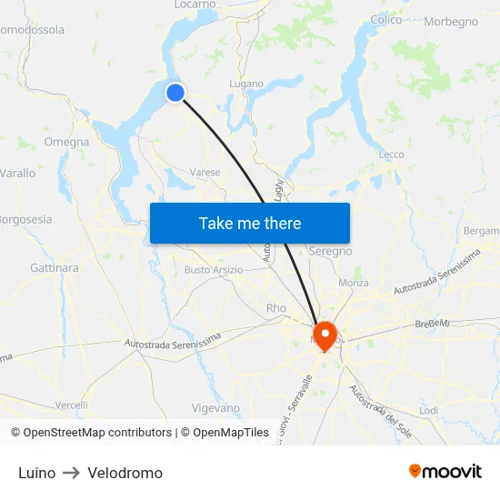 Luino to Velodrome map