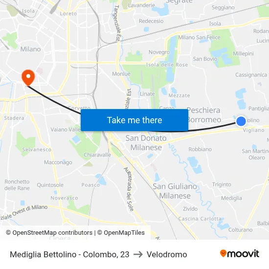 Mediglia Bettolino - Colombo, 23 to Velodrome map