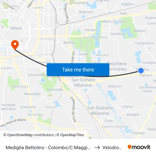 Mediglia Bettolino - Colombo/C.Maggiore to Velodrome map