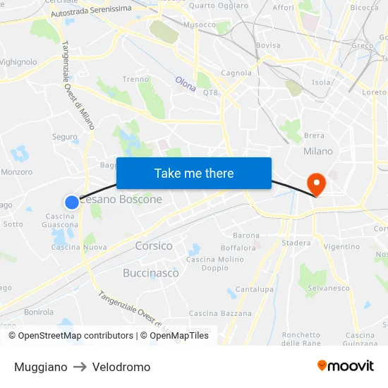 Muggiano to Velodrome map