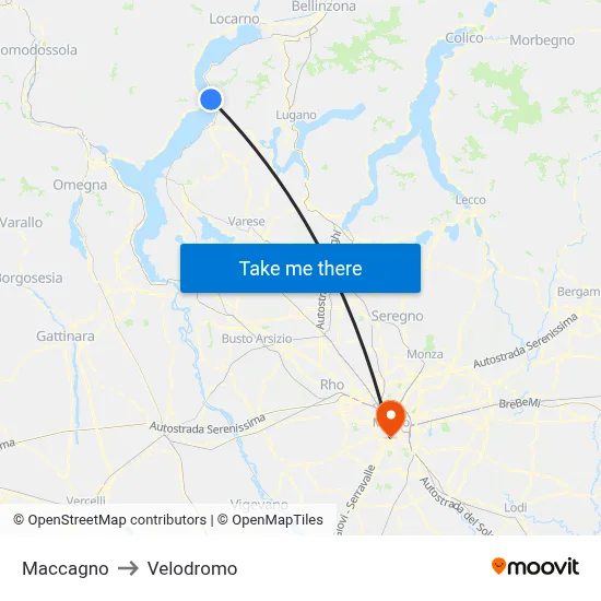 Maccagno to Velodrome map