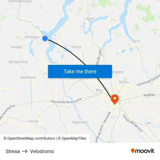 Stresa to Velodrome map