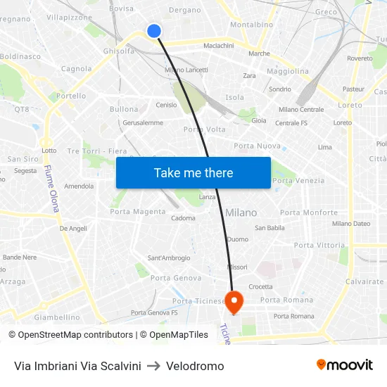 Imbriani Street Scalvini Street to Velodrome map