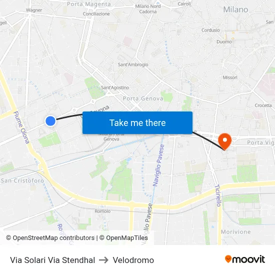 Solari Street Stendhal Street to Velodrome map