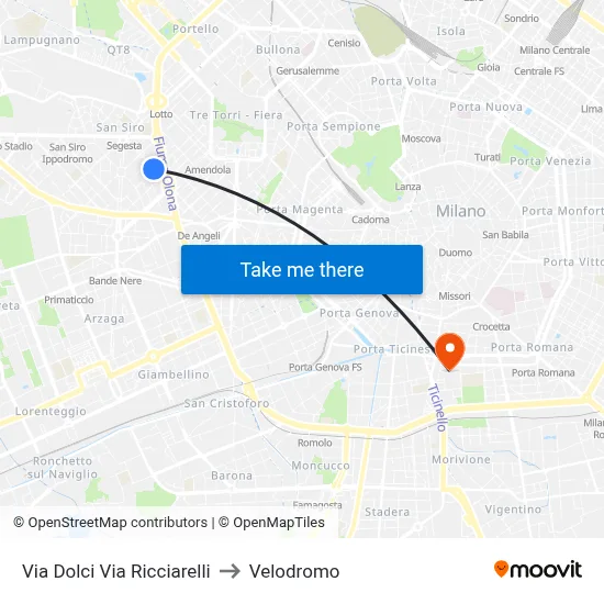 Dolci Street Ricciarelli Street to Velodrome map